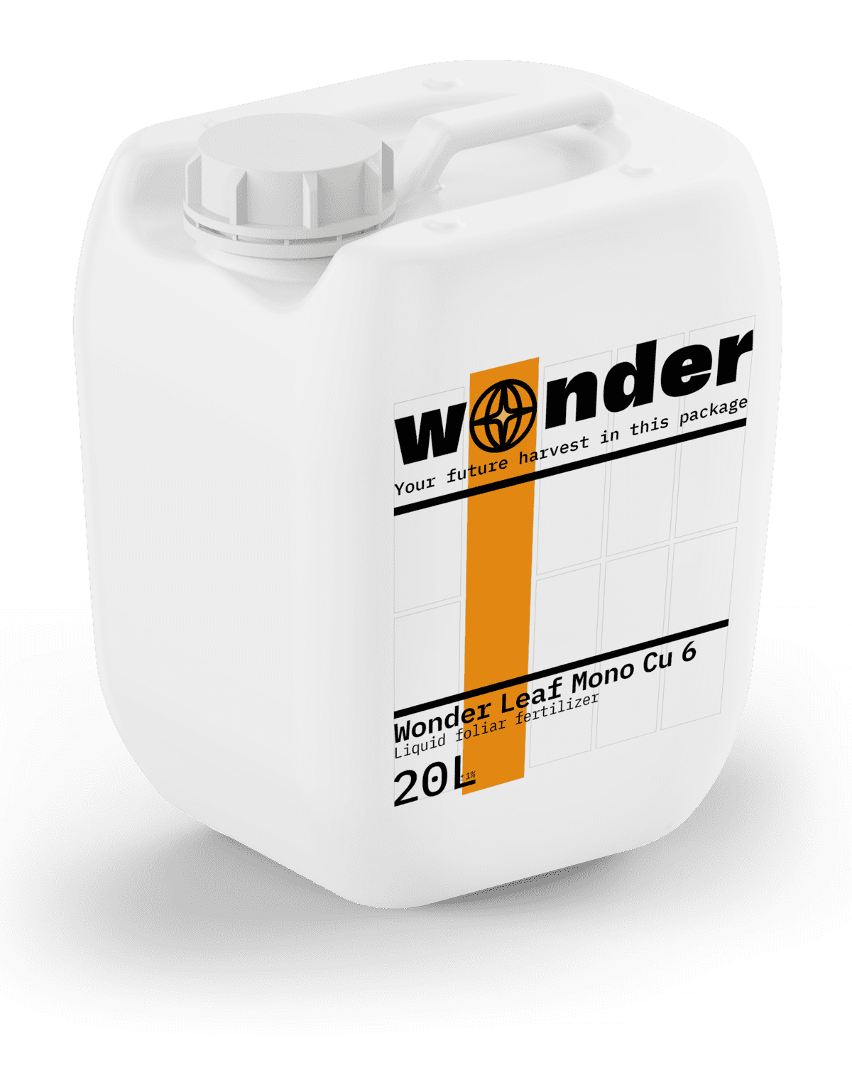 White canister with orange elements with fertilizer Wonder Leaf Mono Cu 6