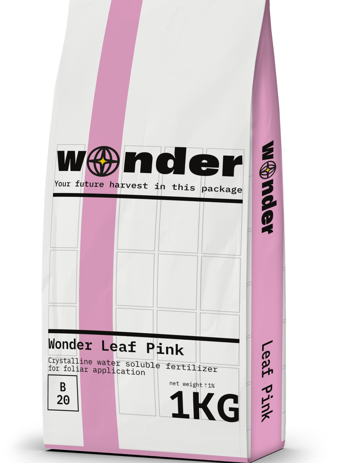 Білий мішок (1 кг) з добривом Wonder Leaf Pink