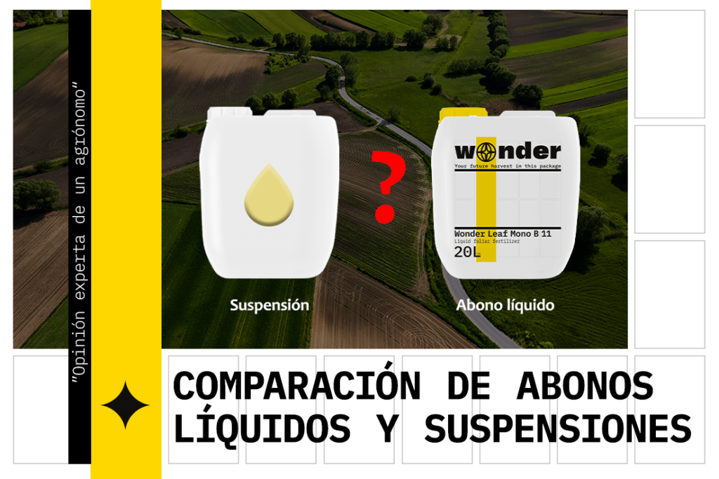 Comparación de abonos líquidos y suspensiones