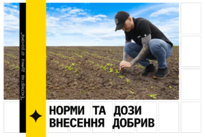 Агроном компанії Wonder в полі. Текст - Норми та дози внесення добрив.